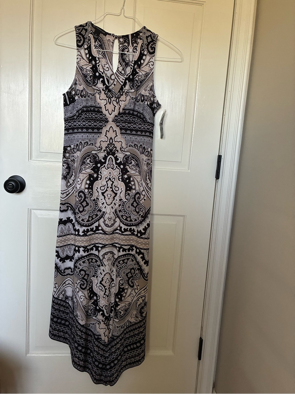 INC International Concepts Black & White Paisley Maxi Dress